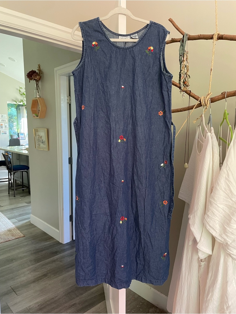 Vintage vanity fair cotton embroidered denim dress XL - fits like a large